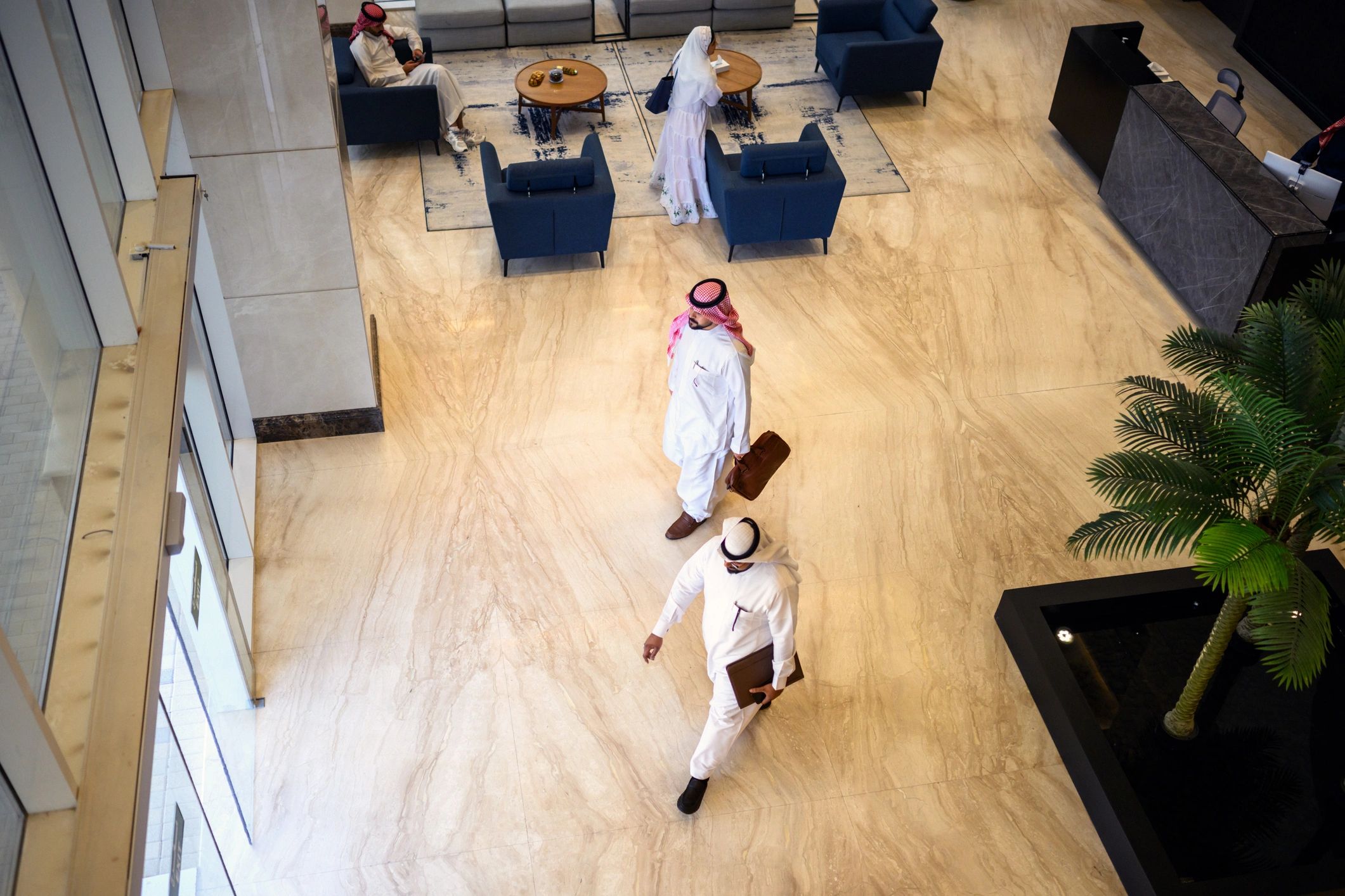 Professional event staff in upscale Riyadh venue